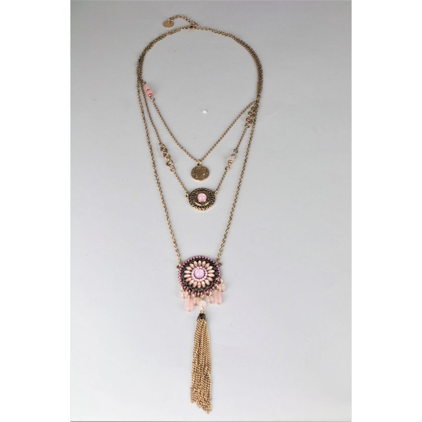 LMS Multi couche Boho or collier avec pendentifs et gland