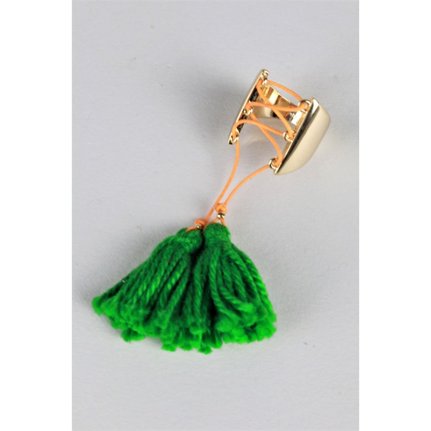 Lovemystyle offene Goldring mit grünen Quasten