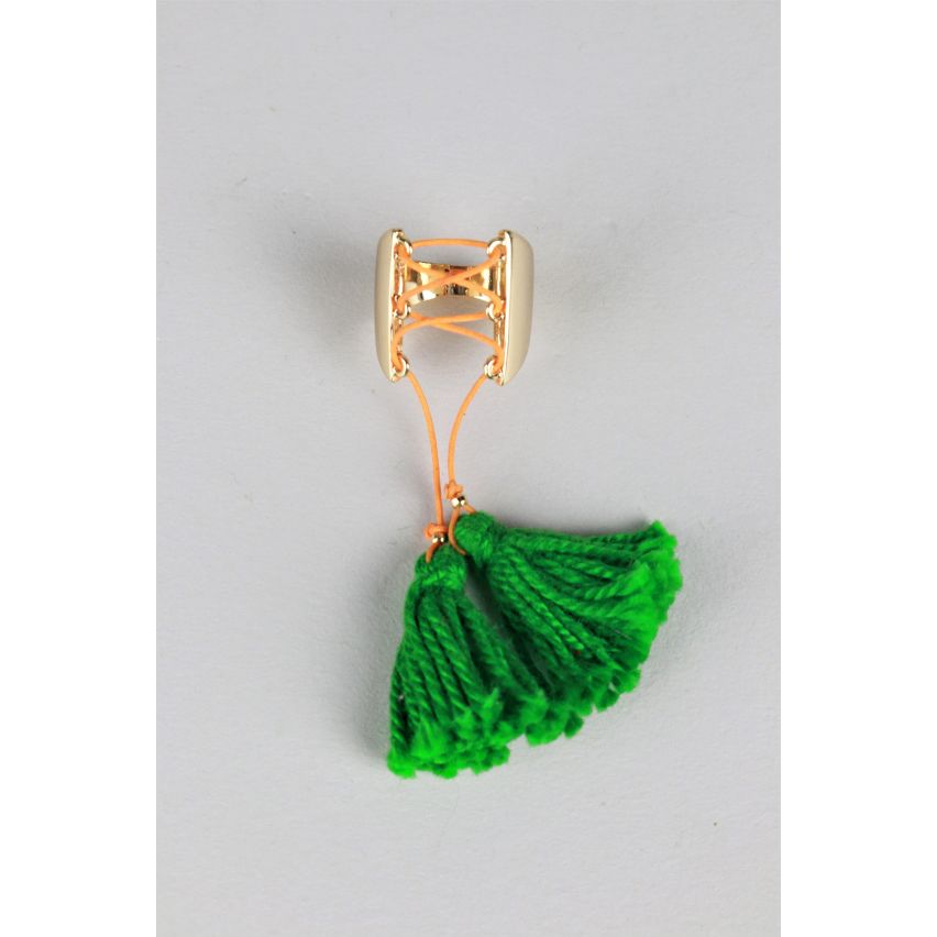 Lovemystyle offene Goldring mit grünen Quasten