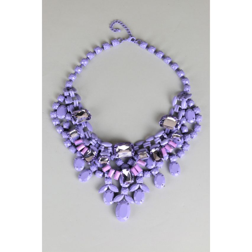 Púrpura de Lovemystyle declaración collar con piedras púrpura mezclados