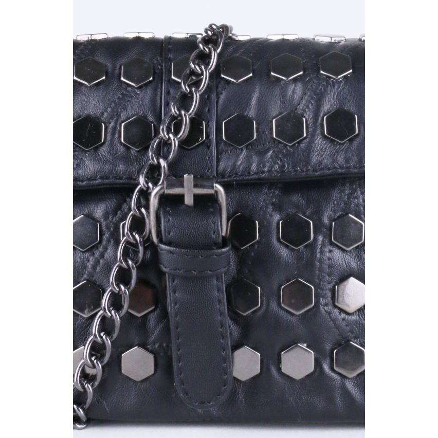 Lovemystyle Black Cross Body Bag mit Ziernägeln und Kettenträger