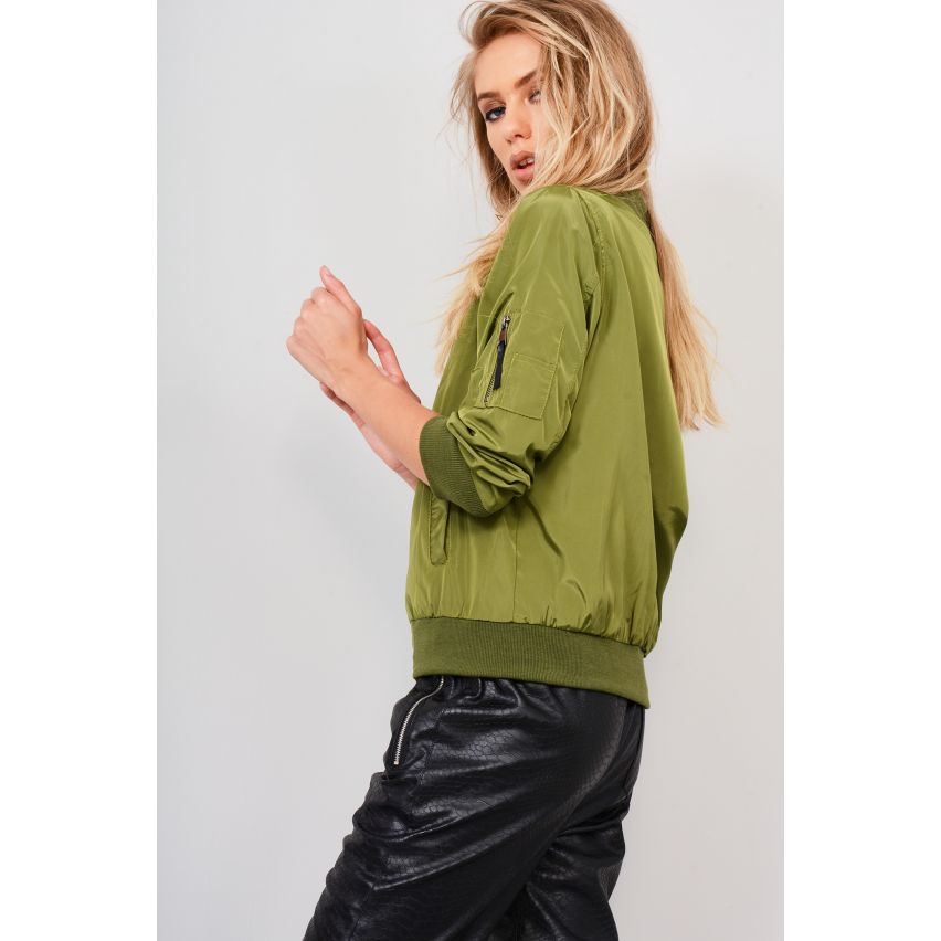 Lovemystyle Casual-grüne Bomber-Jacke mit Taschen