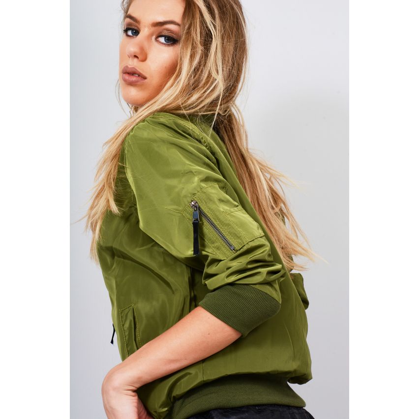 Lovemystyle Casual-grüne Bomber-Jacke mit Taschen