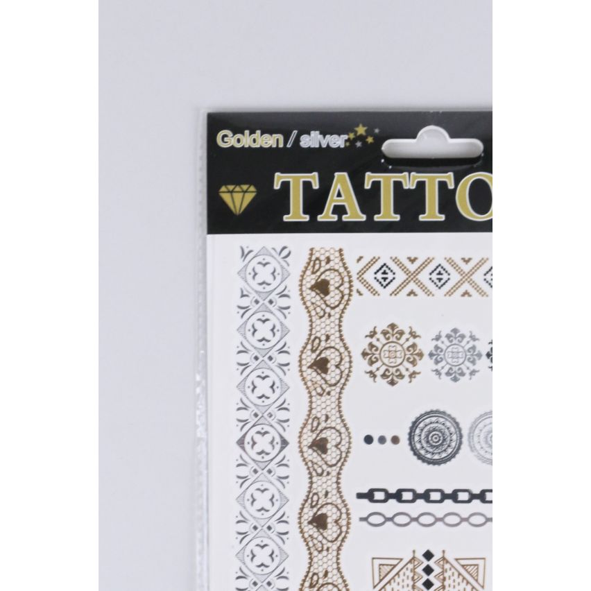 Lovemystyle oro y plata tatuaje Transferencias con patrón de encaje