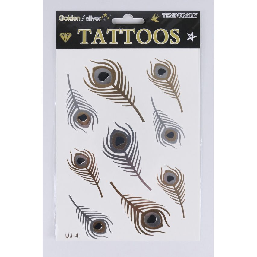 Lovemystyle goud en zilver Tattoo Transfers met pauwenveren