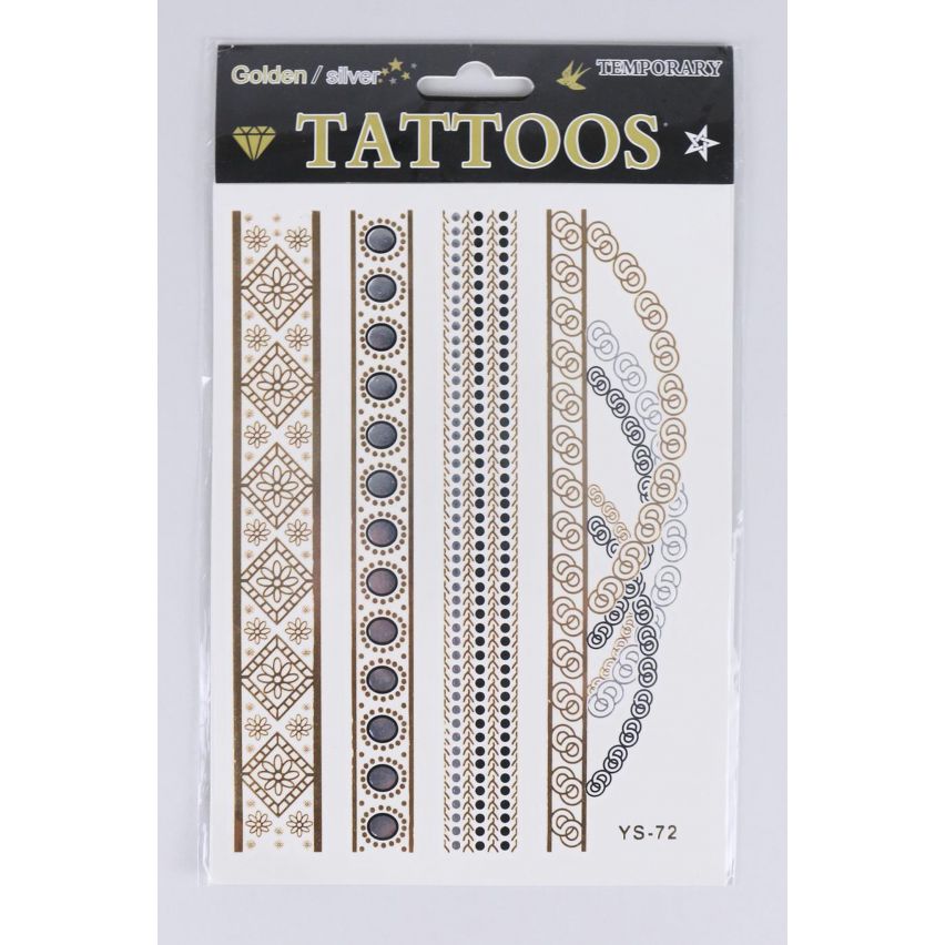 Lovemystyle or et argent tatouage transferts avec chaîne de détail