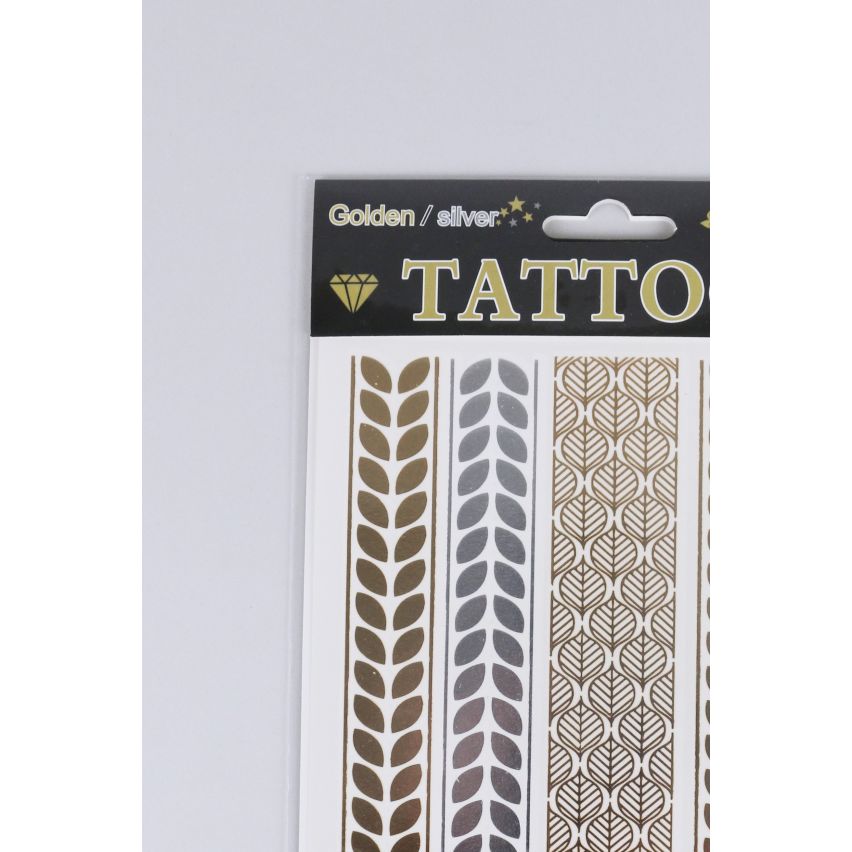 Lovemystyle oro y plata tatuaje Transferencias con detalle de hojas