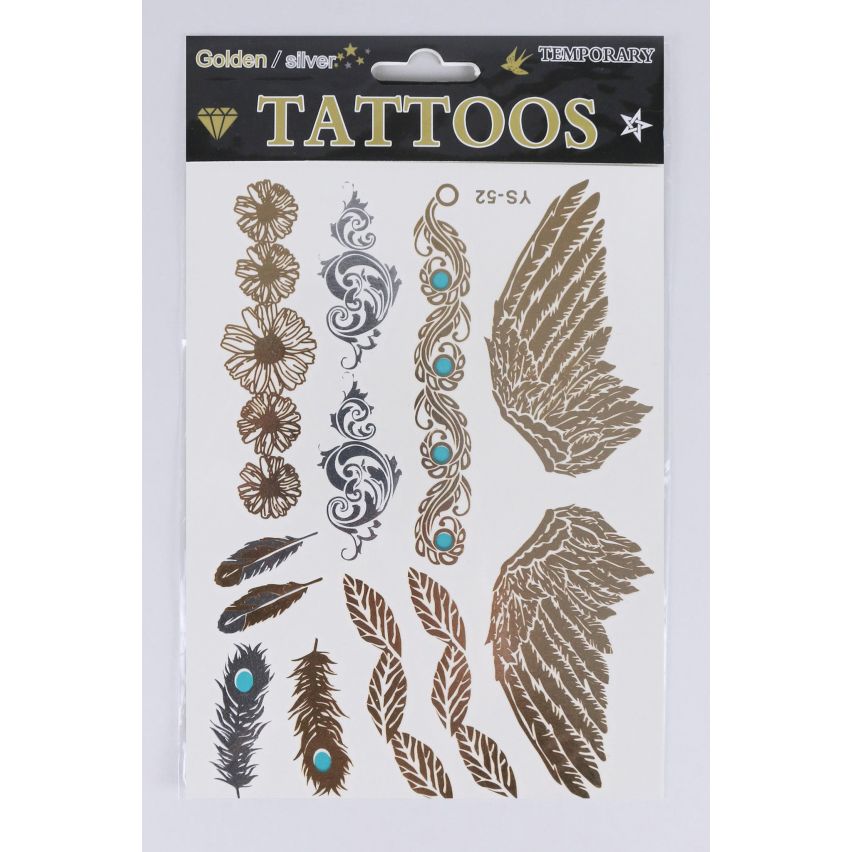 Lovemystyle goud en zilver Tattoo Transfers met engel vleugels