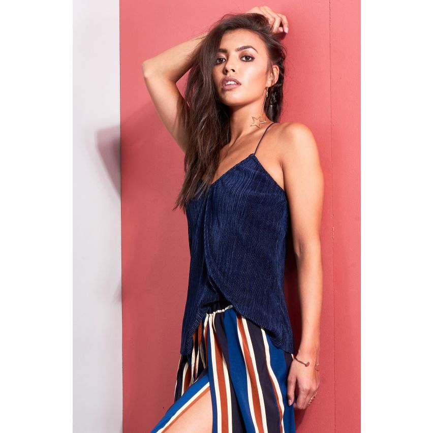 Daphnea Paris Navy gerippt weichen Stoff Cami Top