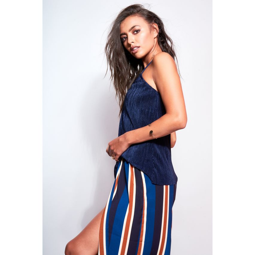 Daphnea Paris Navy gerippt weichen Stoff Cami Top