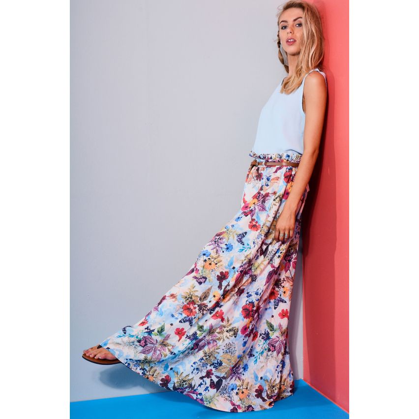 LYDC London Floral Maxirock mit Belted Reverse Peplum Taille