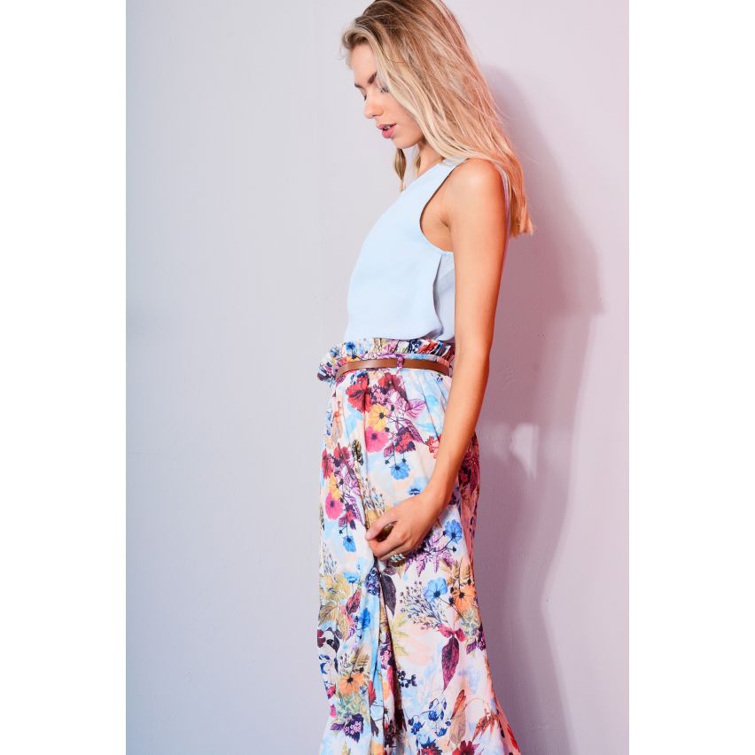 LYDC London Floral Maxirock mit Belted Reverse Peplum Taille
