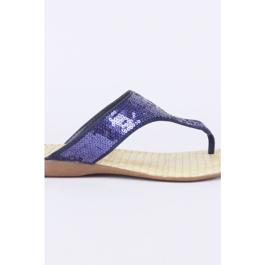 Lovemystyle blau ganzen Glitter Knöchel Flip Flop Sandalen
