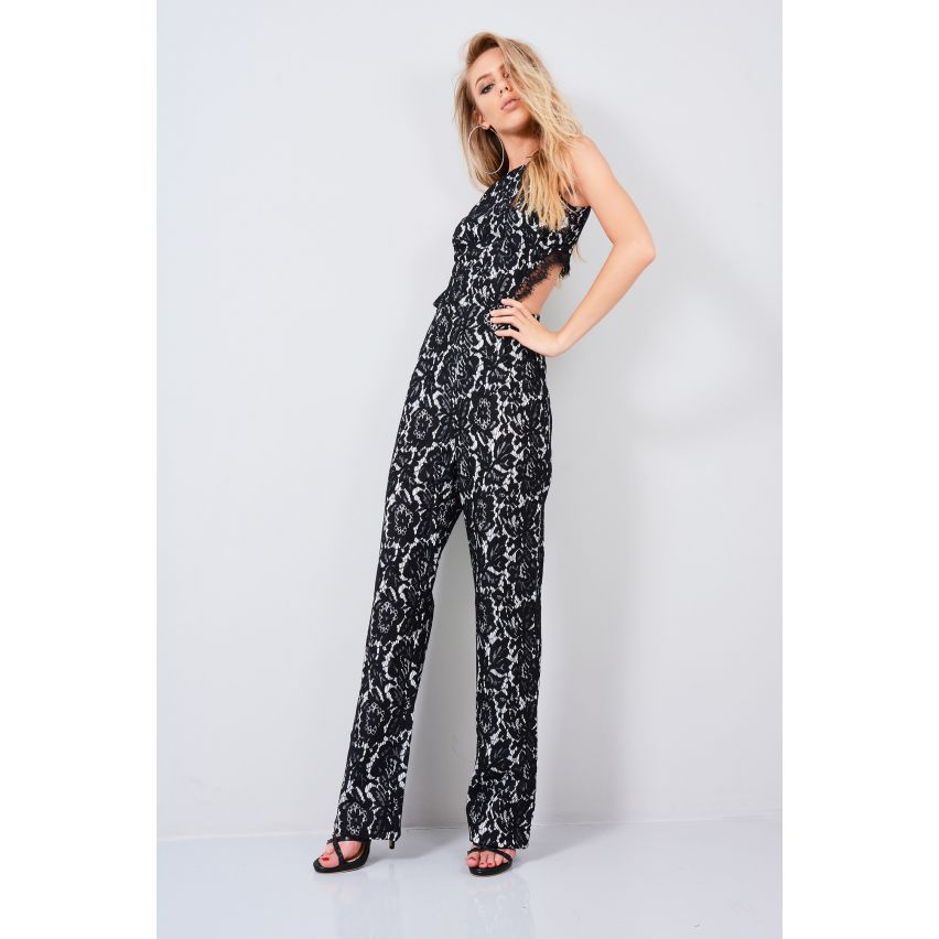 Lovemystyle Black Lace Jumpsuit met uitgesneden rug Detail