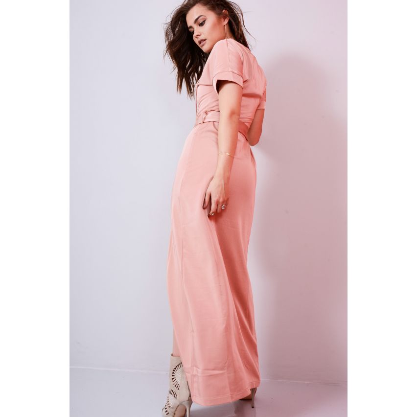Lovemystyle Dusty Pink Maxi Kleid mit Schnürung vorne