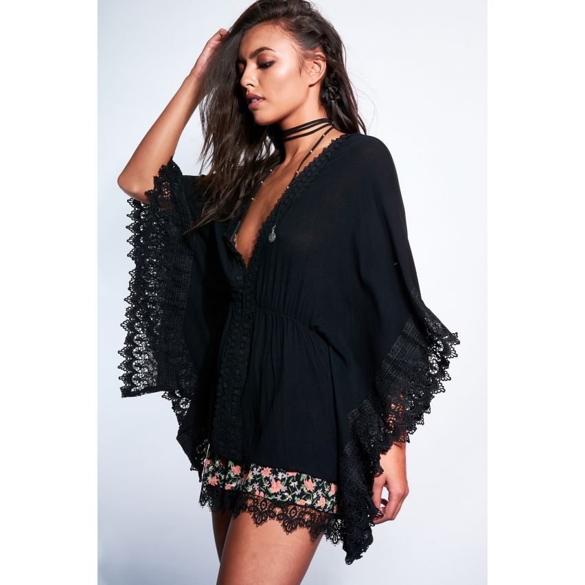 Danity Paris Plunge Neck Kaftan With Angel Wing Sleeves