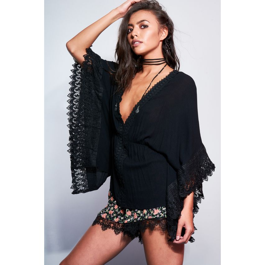 Danity Paris Plunge Neck Kaftan With Angel Wing Sleeves