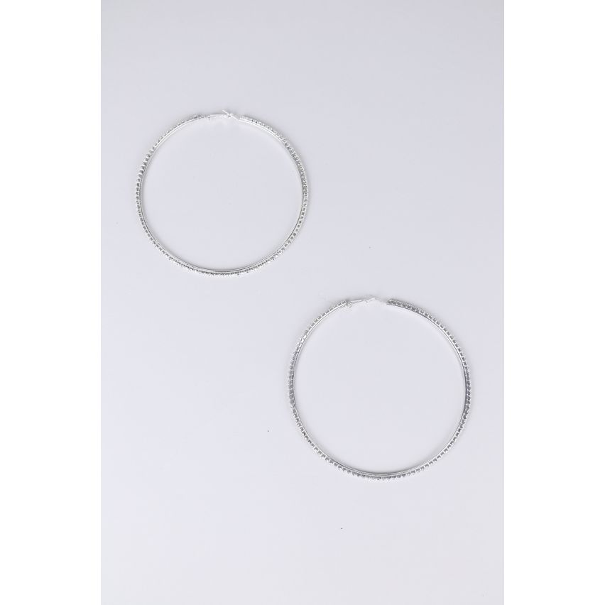 Lovemystyle Oversized Zilver Hoop Earrings met Diamante Detail