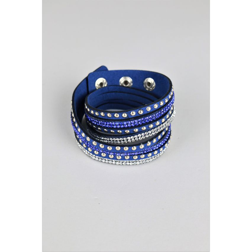 LMS blau Wrap Armband mit Metall-Nieten und Diamante Detail