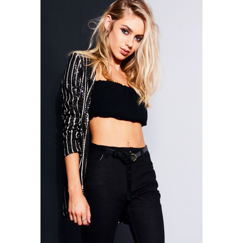 Lovemystyle Skinny Black Belt With Gold Round Buckle