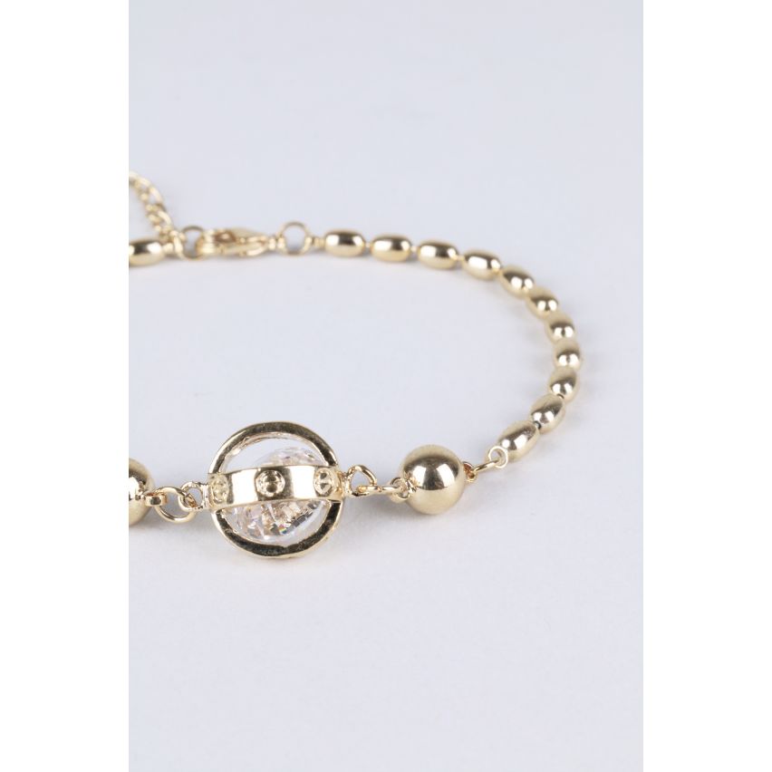 Lovemystyle Gold Bead Armband mit Käfig Diamante