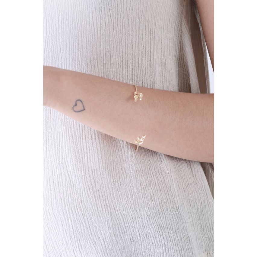 Lovemystyle goud metaal Bangle armband met dubbele Leaf Design