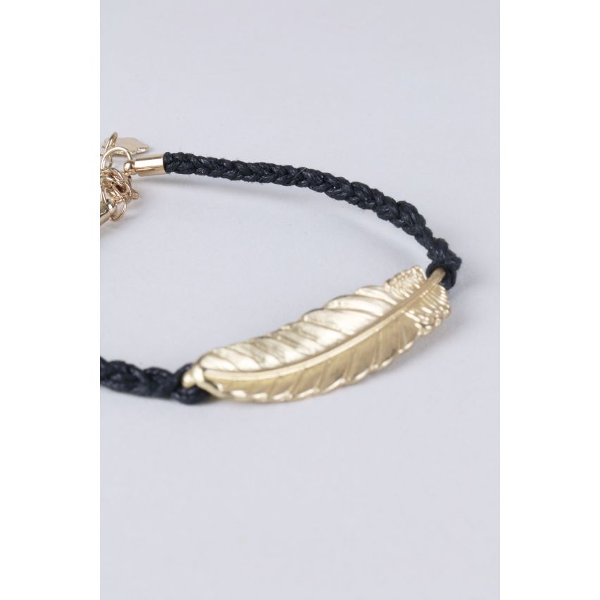 Lovemystyle Rope Style Bracelet With Metallic Feather