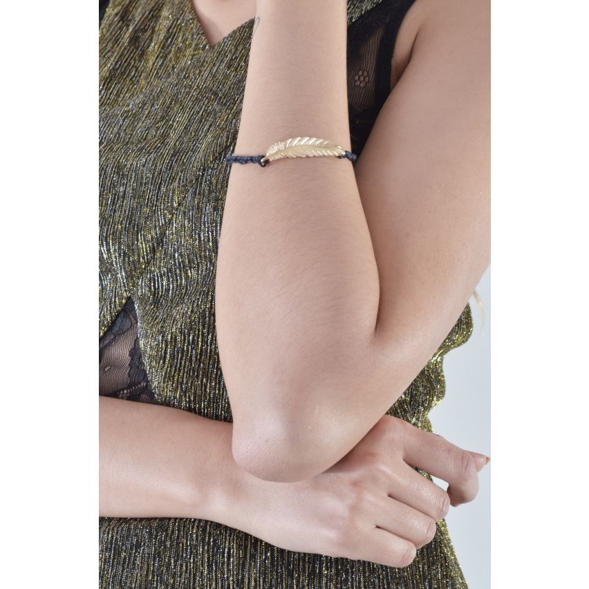 Lovemystyle touw Style armband met metalen veer