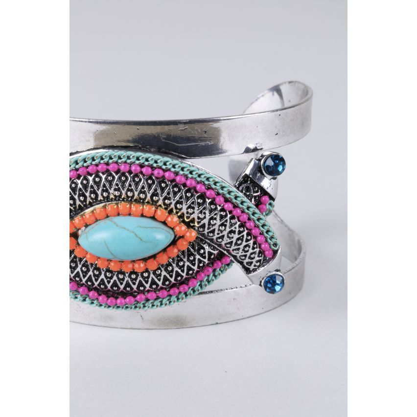 Lovemystyle Silver Bracelet avec perle Tribal embellissement