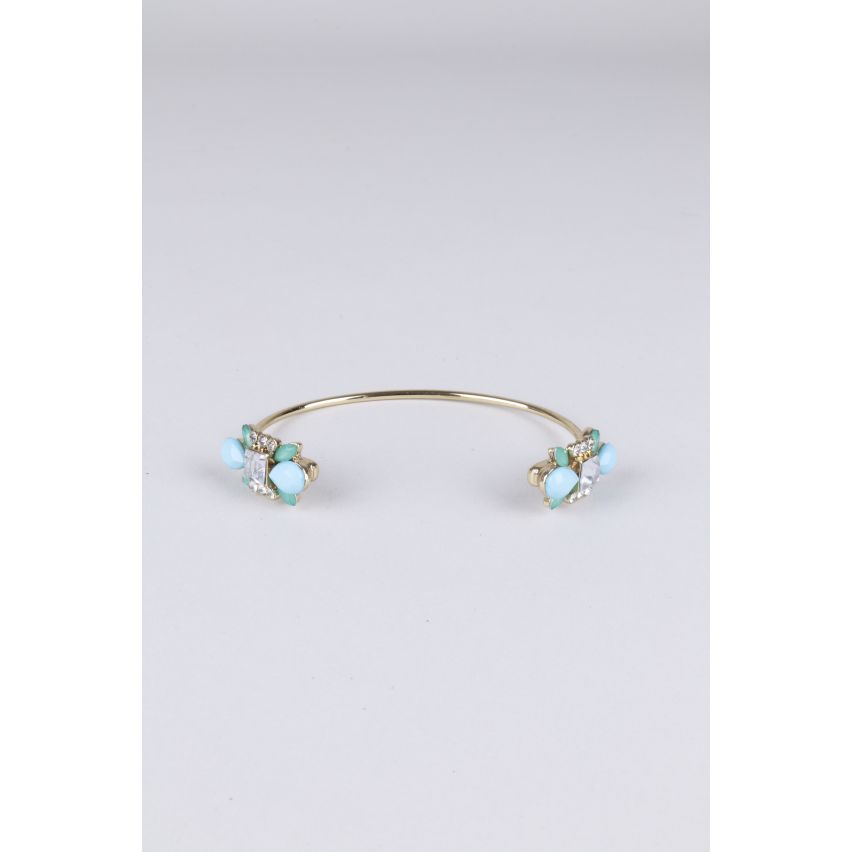 LMS Gold Bangle met Mint blauw, groen en duidelijke stenen