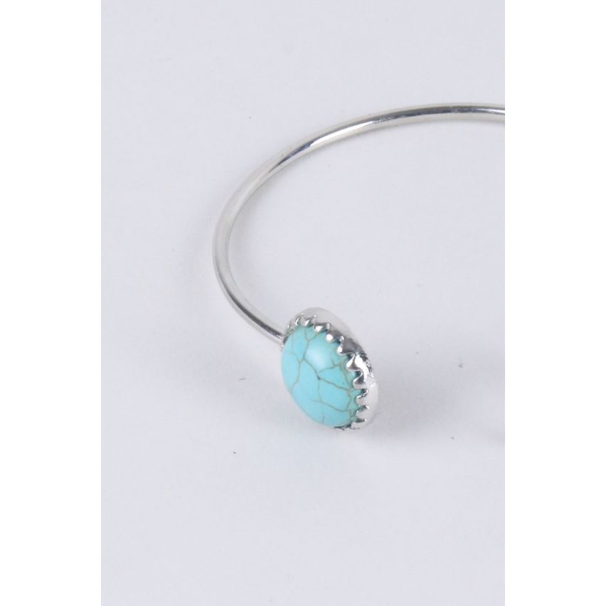 Lovemystyle Silver Bangle con pietra turchese e Luna Design