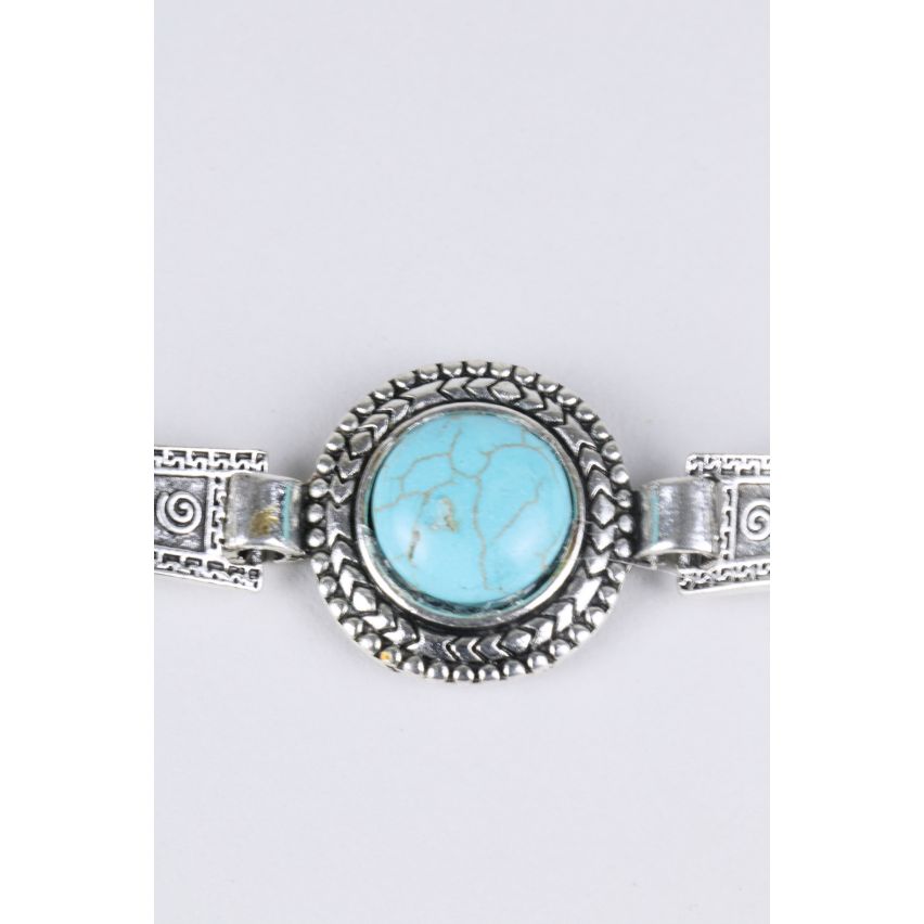 Lovemystyle zilveren metalen armband met turkoois steen