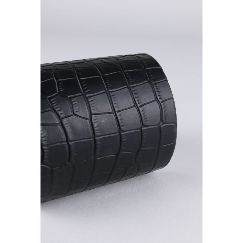 LMS dikke Faux krokodil leer Bangle In zwart