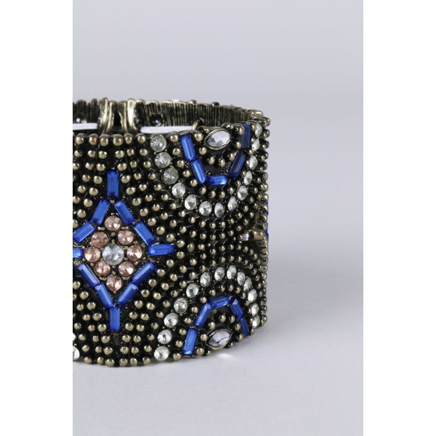 LMS dicken aztekische Perlen Armband mit Königsblau-Highlights