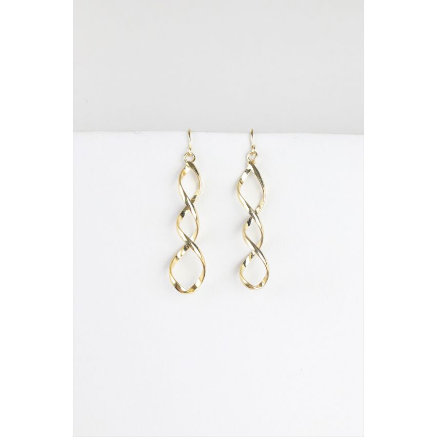 Lovemystyle Simple Gold Spiral Drop Earrings