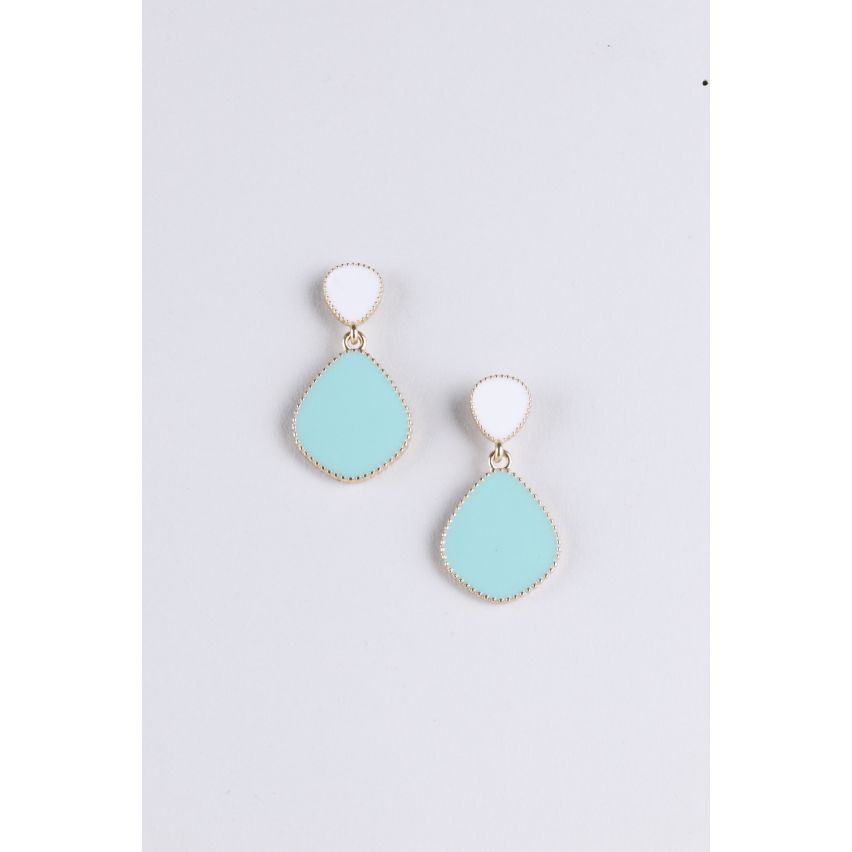 LMS boucles d’oreilles or avec des pierres de goutte larme bleu blanc et menthe