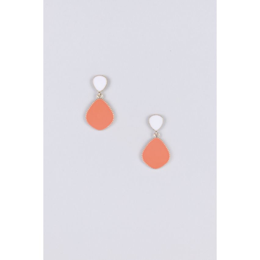 Lovemystyle Orange and White Tear Drop Earrings