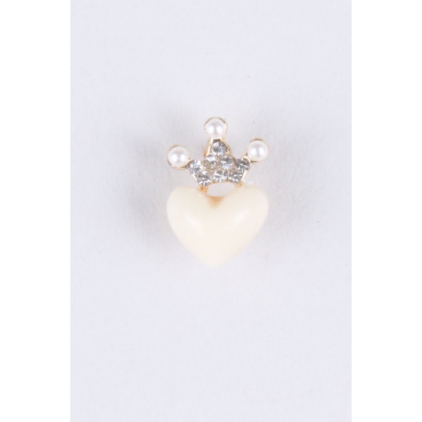 LMS Peach et Silver Stud boucles d’oreilles avec Dimante Couronne et coeur