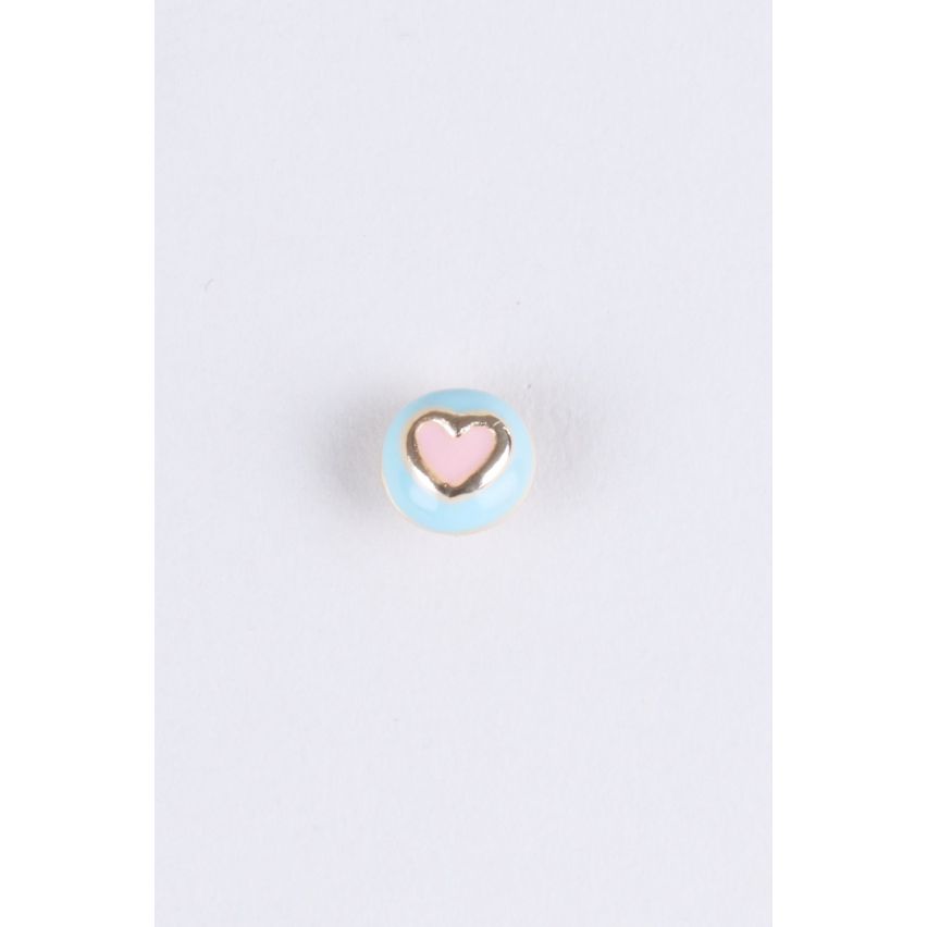 Lovemystyle Light Blue Pearl Studs With Pink Hear