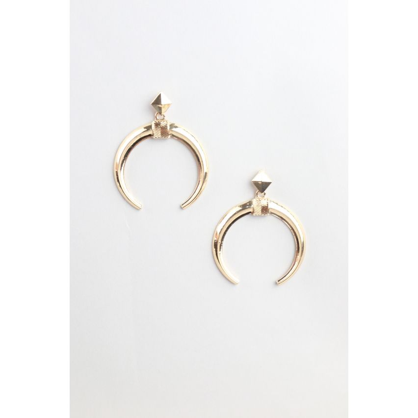 Lovemystyle Gold Statement Earrings With Crescent Drop Design