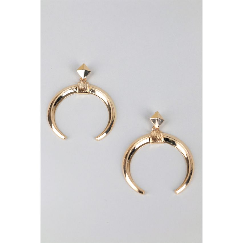 Lovemystyle Gold Statement Earrings With Crescent Drop Design