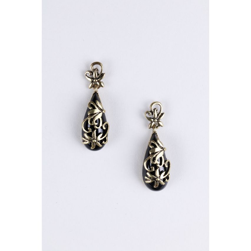 Lovemystyle noir et or Tear Drop boucles d’oreilles