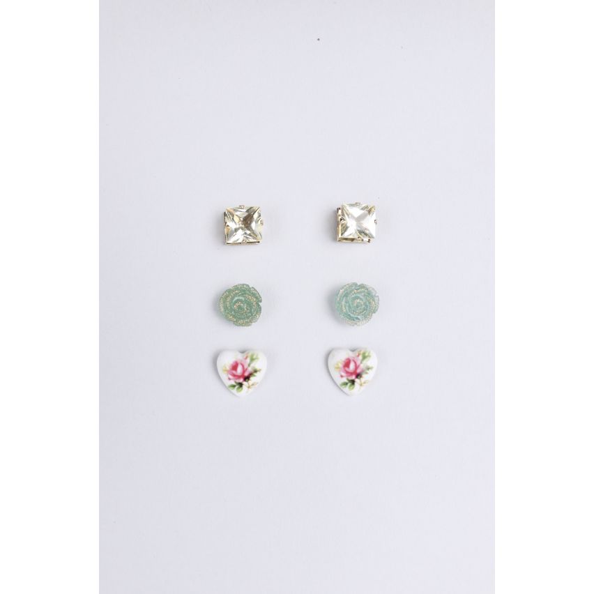 Lovemystyle Set van Diamante en Rose Design Stud Earrings Stud Earrings