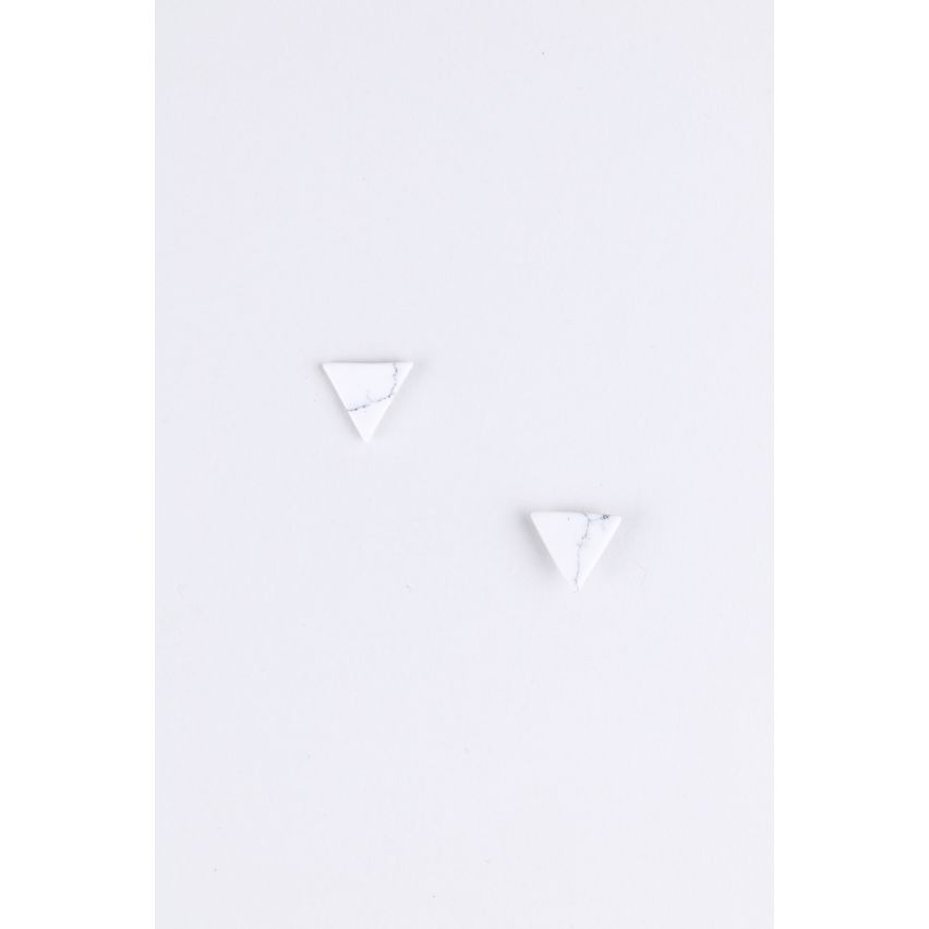 Lovemystyle blanco y gris mármol triángulo pendientes