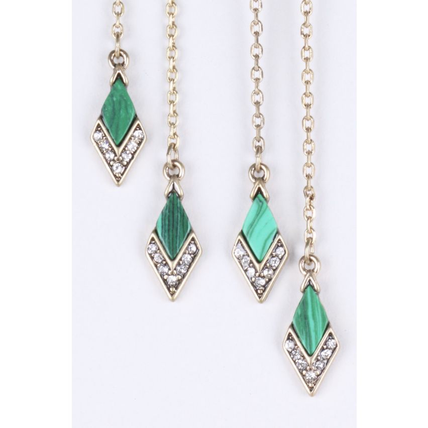 Lovemystyle Snake Detail And Green Jewel Drop Earrings