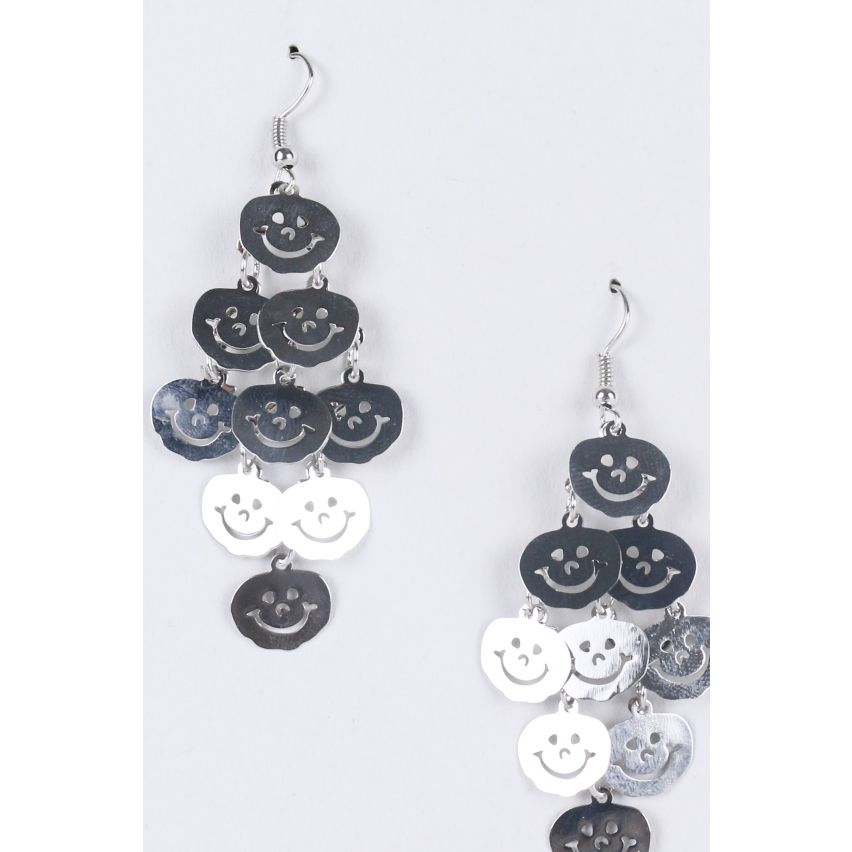Lovemystyle Silber Smiley Face Dangly Ohrringe