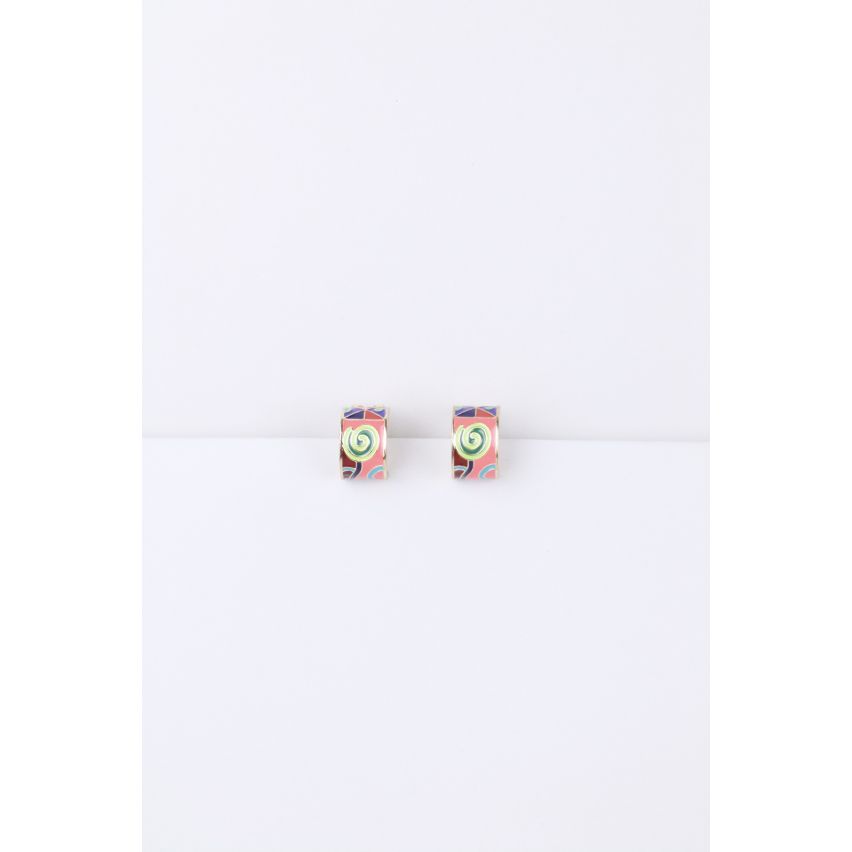Lovemystyle Gold Hoop Earrings with Multi Coloured Design