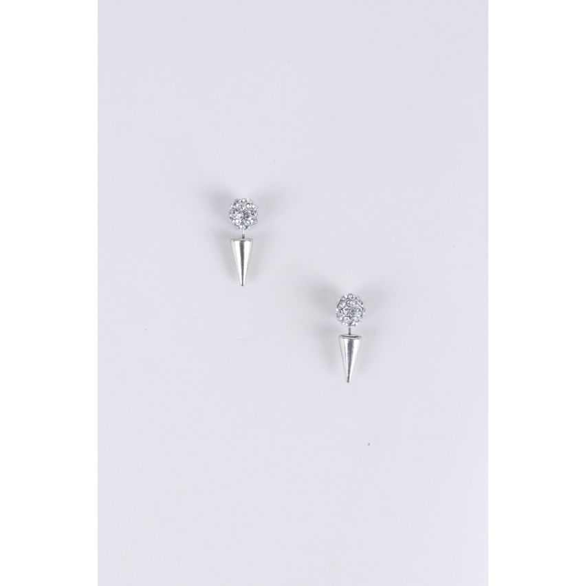 Lovemystyle Silber Kugel Diamante Ohrringe mit Spike hinten