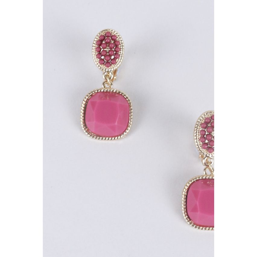 Lovemystyle gouden Drop Oorbellen met paarse steentjes