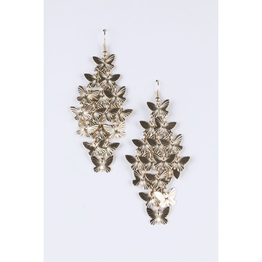 Lovemystyle Oversized Gold Earrings With Multiple Butterflies